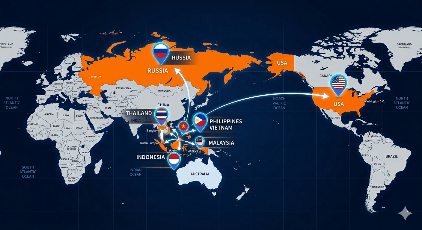 World map with live PinJoy markets